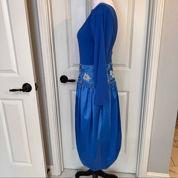 VIVEINNE for Trendy New York Blue beaded Vintage deep lowback dress size 2-4 - Picture 6 of 11